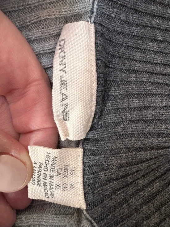 DKNY Two-Tone Gray Ribbed Cowl Neck Sweater - Picture 3 of 4